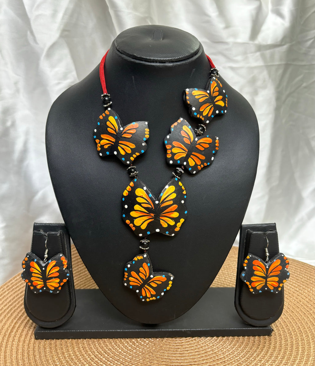 Winged beauty Terracotta Neckpiece