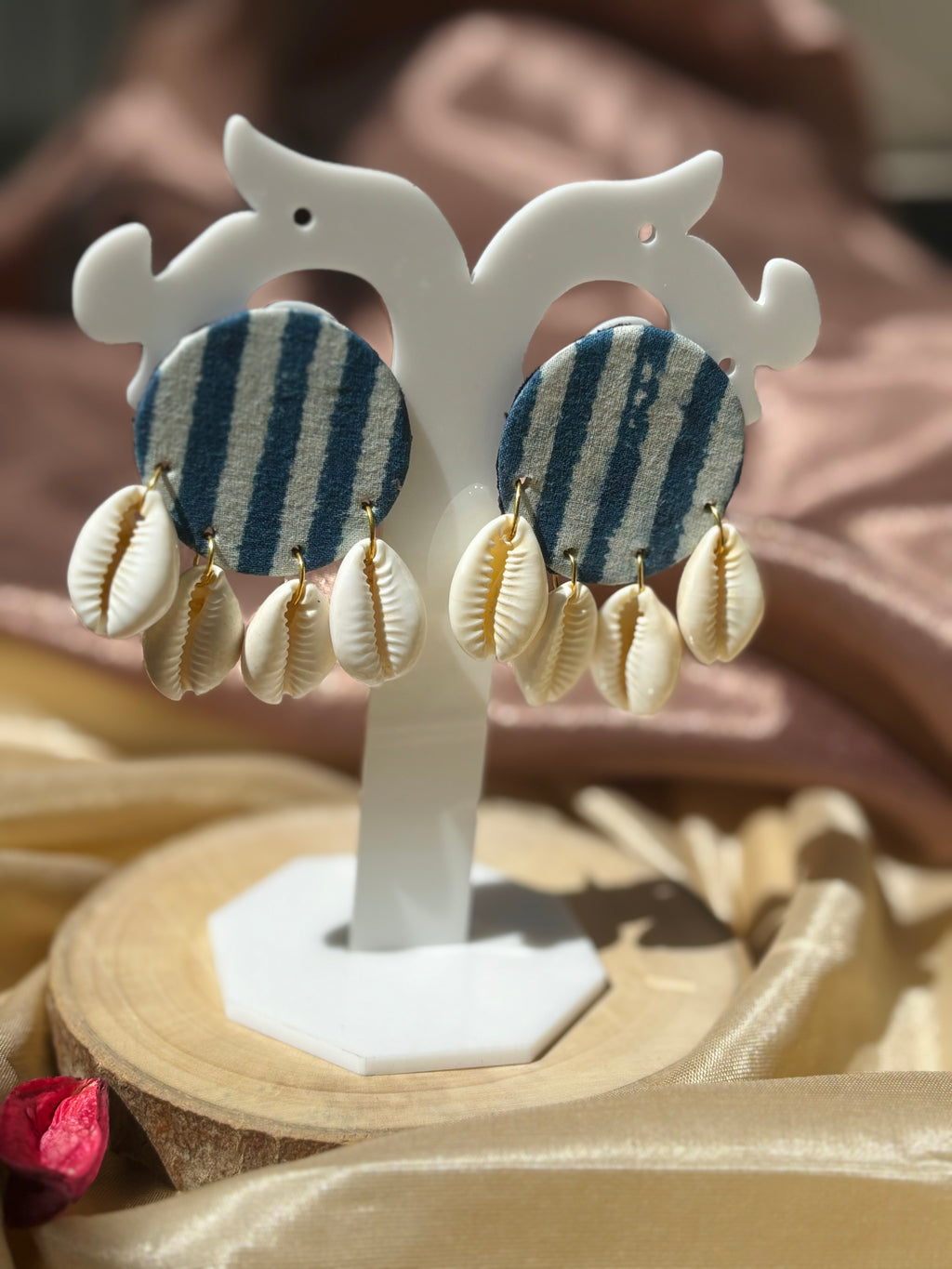 Fabric Kawri Shell Earrings