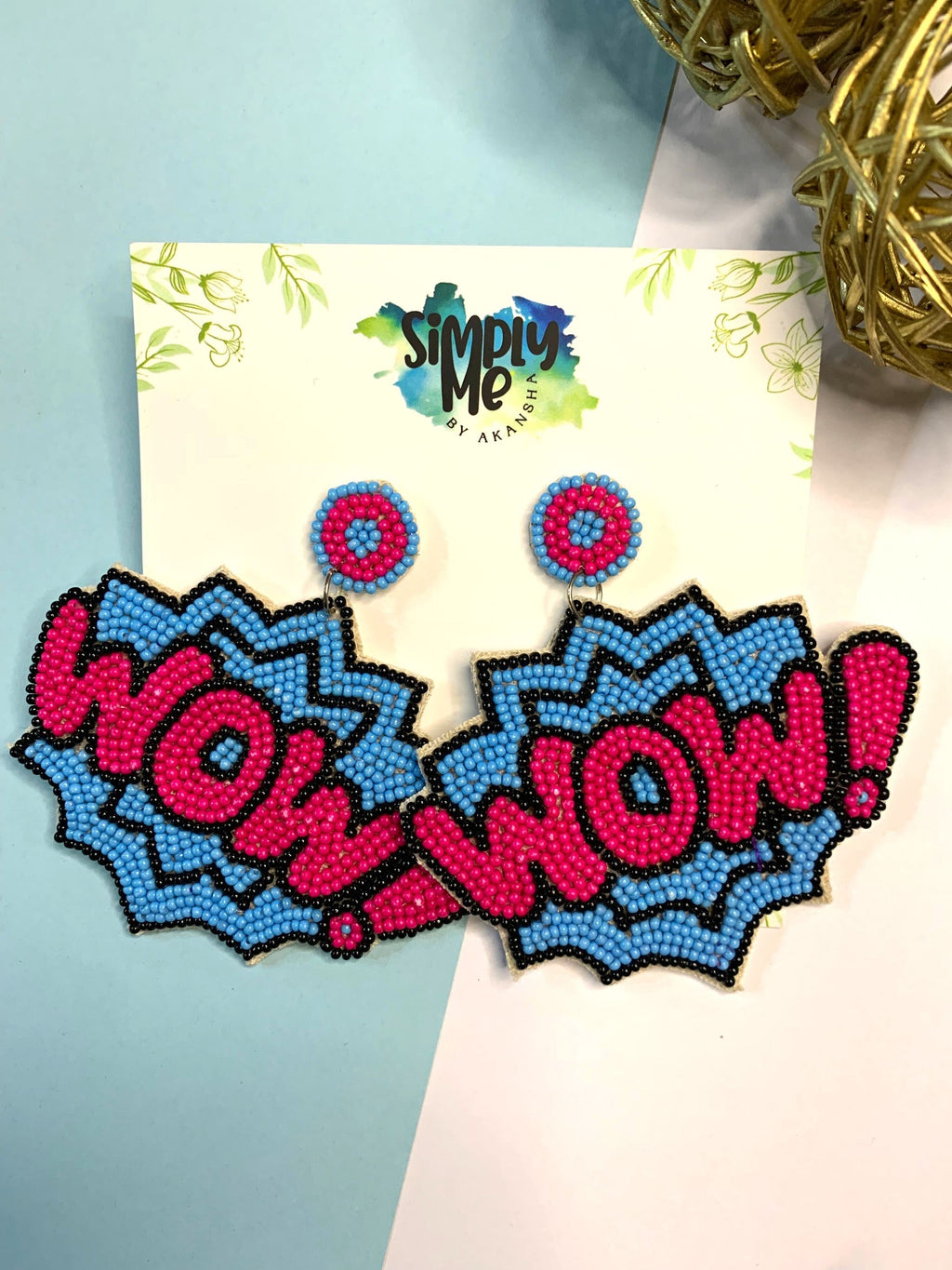 WoW Earrings (Pink And Blue)