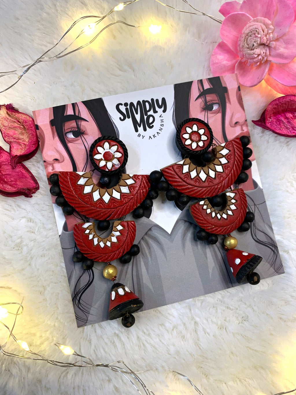 Pankti Earrings With Red Jhumki