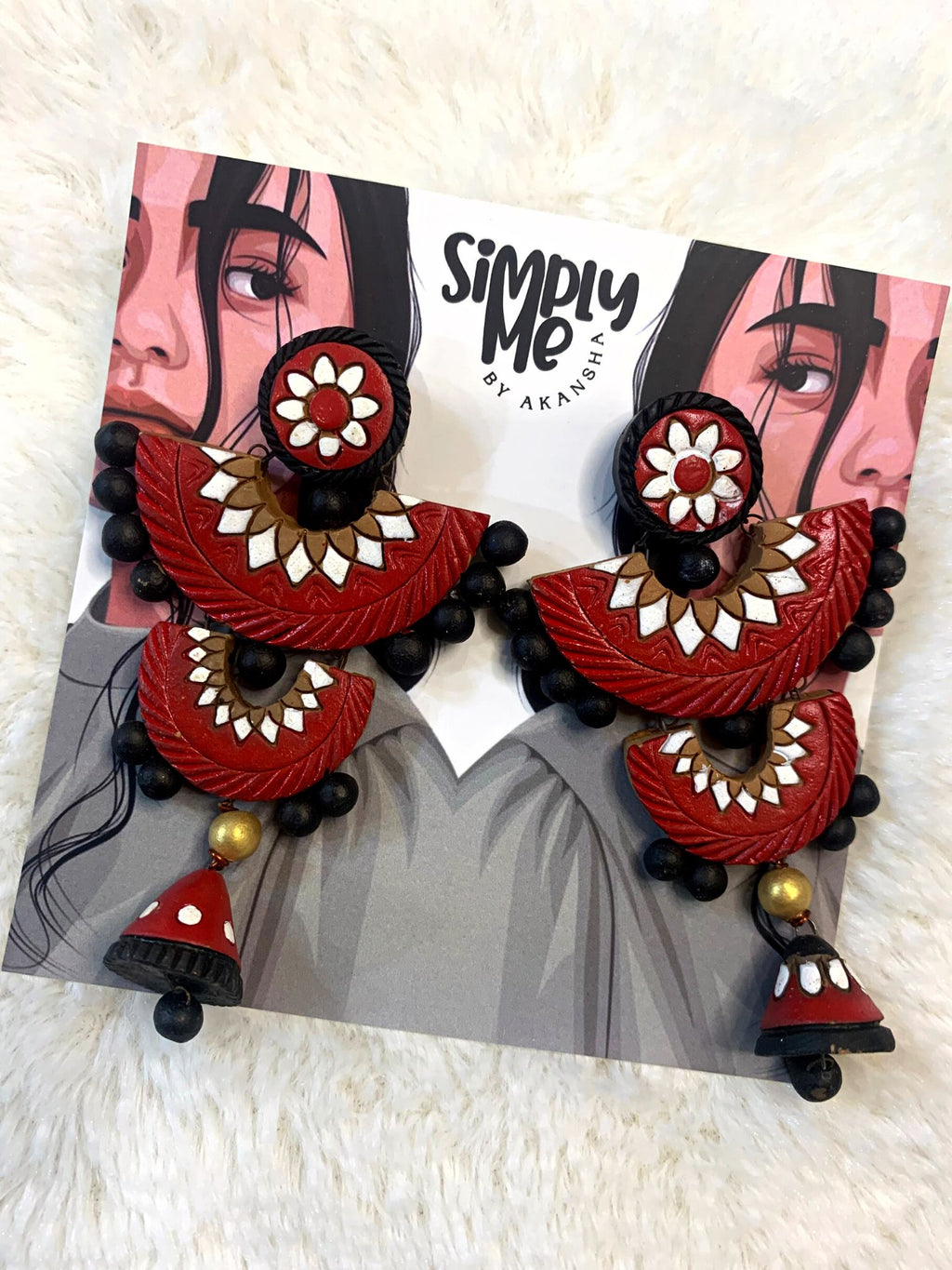 Pankti Earrings With Red Jhumki