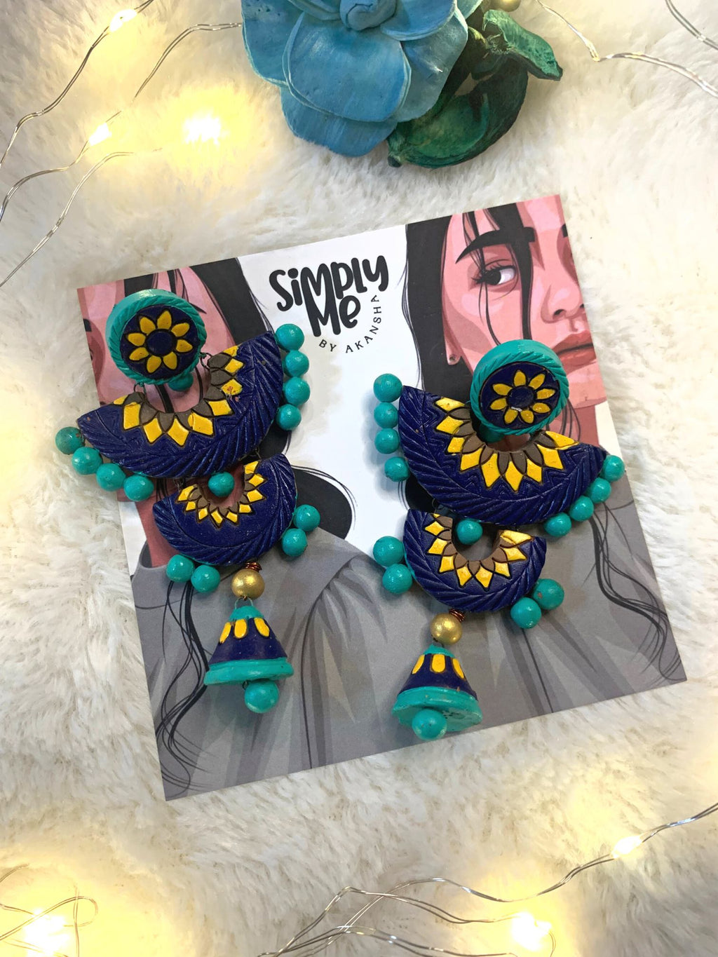 Pankti Earrings With Teal Jhumki