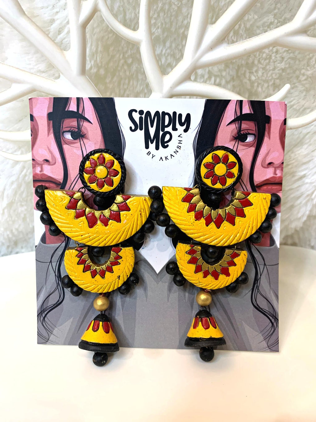 Pankti Earrings With Yellow Jhumki