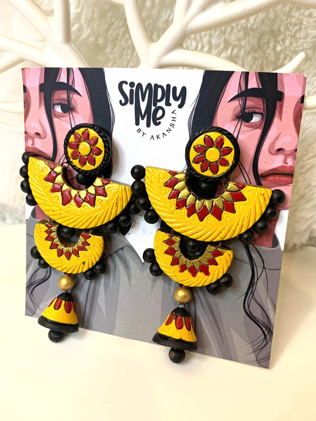 Pankti Earrings With Yellow Jhumki