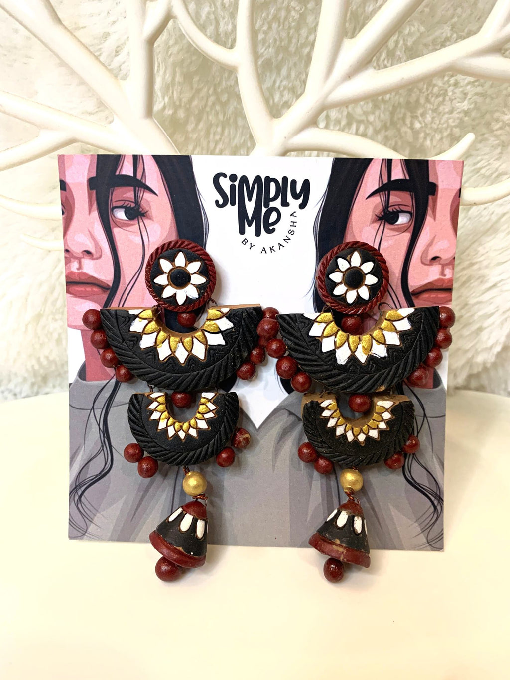 Pankti Earrings With Black Jhumki