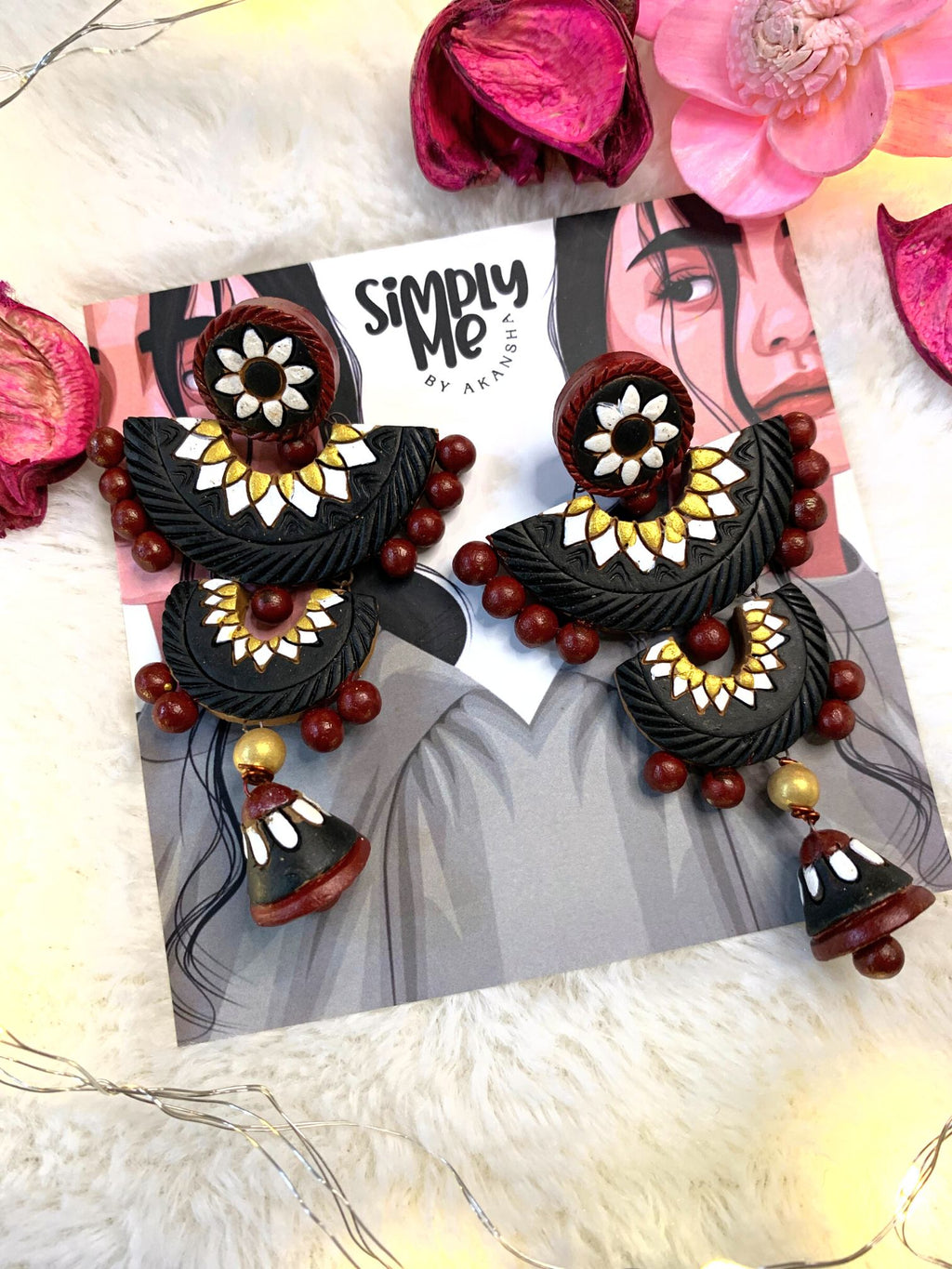 Pankti Earrings With Black Jhumki