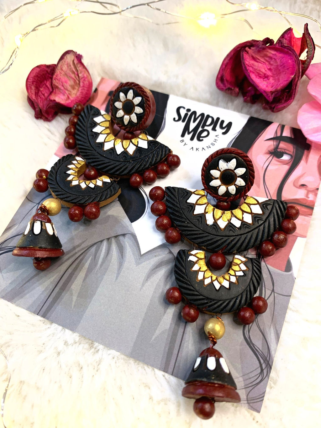 Pankti Earrings With Black Jhumki