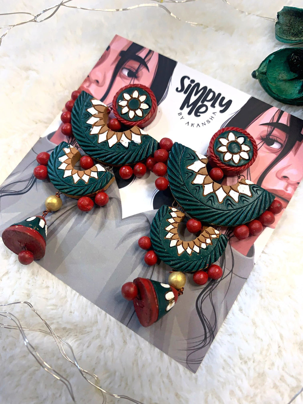 Pankti Earrings With Green Jhumki