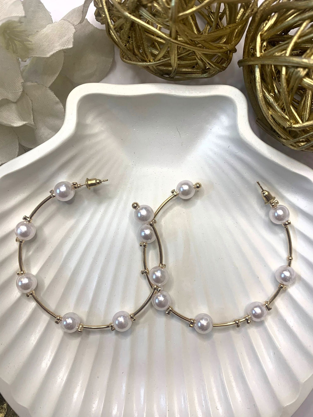 Big Pearl Hoops