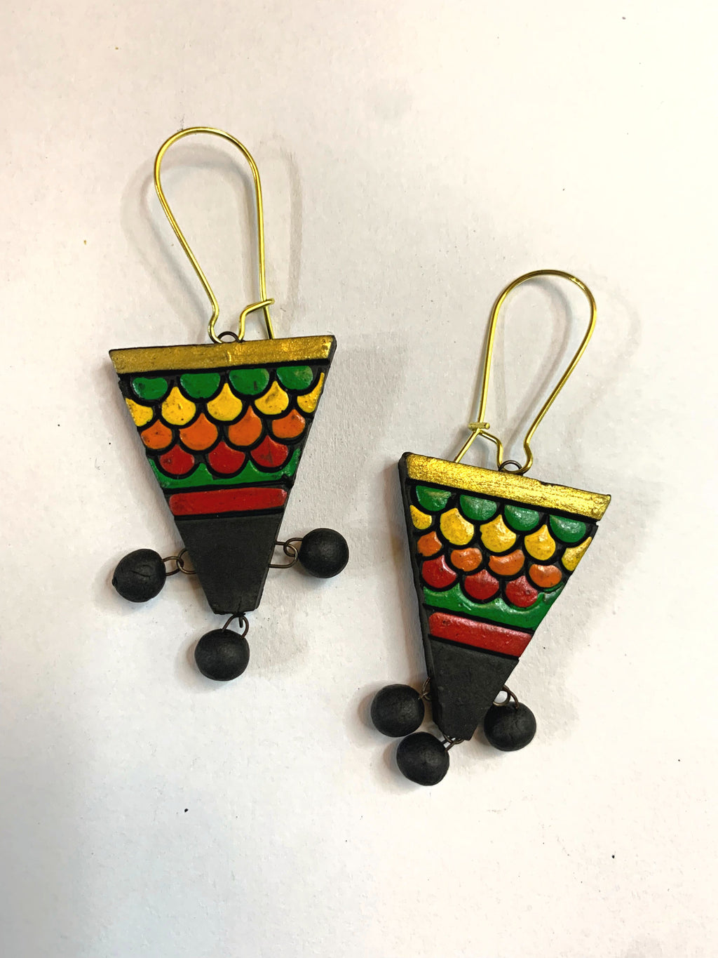 Triangle Multicolour Drops (Green And Golden)